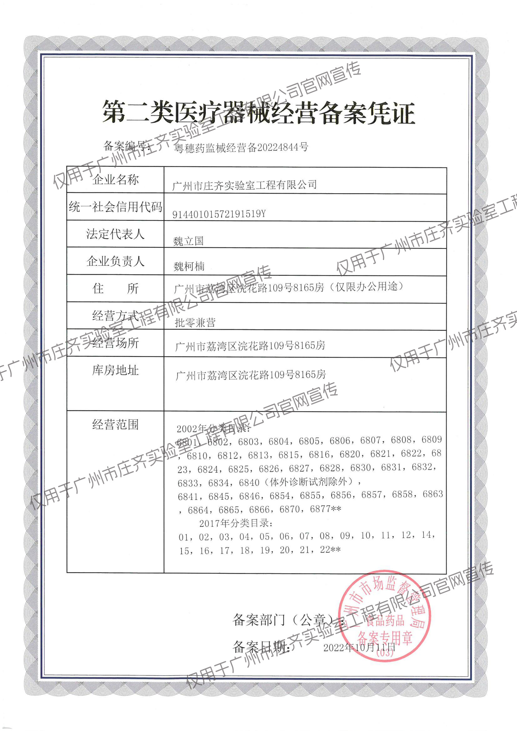 第二類醫療器械經營憑證