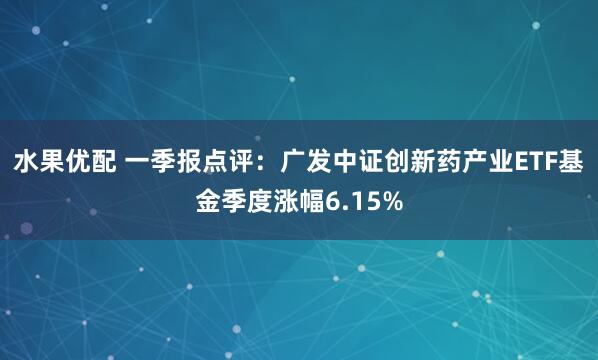 水果优配 一季报点评：广发中证创新药产业ETF基金季度涨幅6.15%